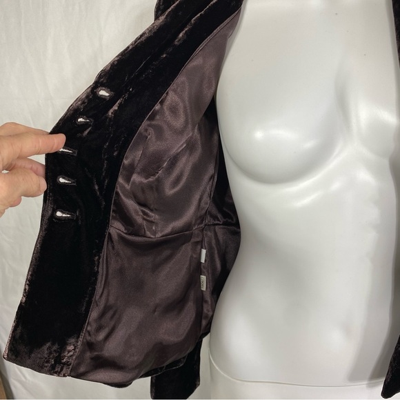 Ann Taylor Petites Dark Brown Velvet Tapered Waist Blazer - Picture 3 of 7